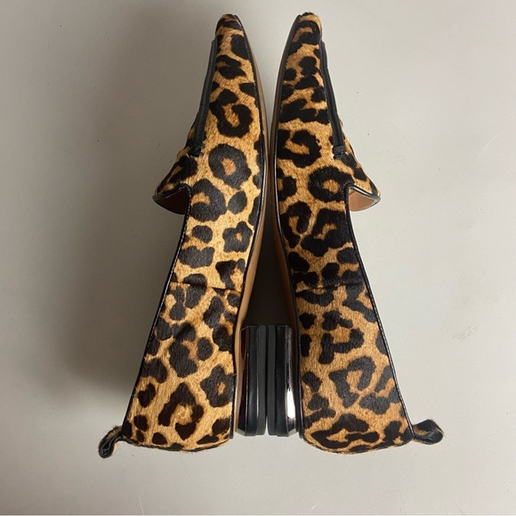 Franco Sarto Size 6.5 Leather Leapord Animal Print Loafers Slip On Mobwife Flat - Picture 7 of 7